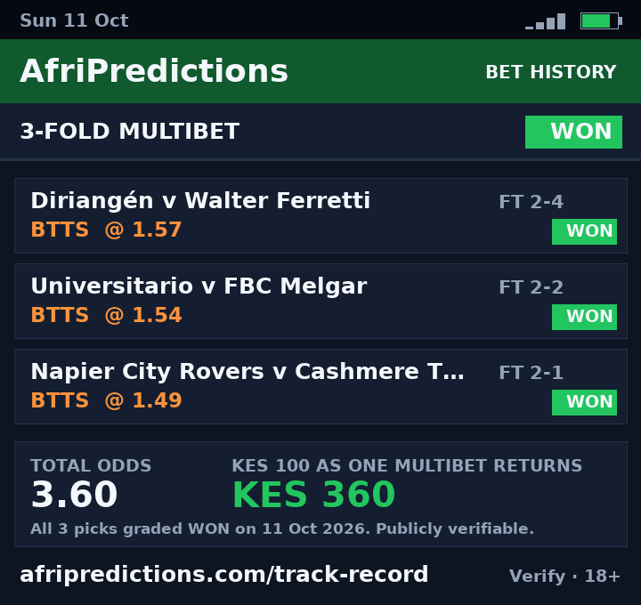 Winning slip Sun 11 Oct